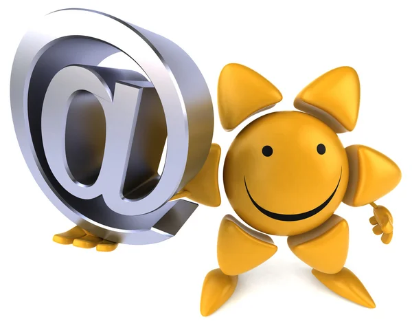Divertido sol sonriente con símbolo de correo electrónico — Foto de Stock
