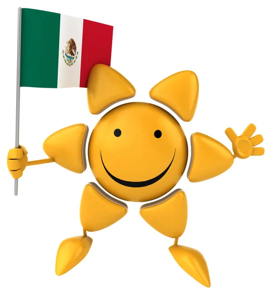 Divertido sol sonriente con bandera — Foto de Stock