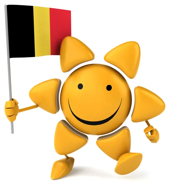 Fun smiling sun with flag — Stock Photo, Image