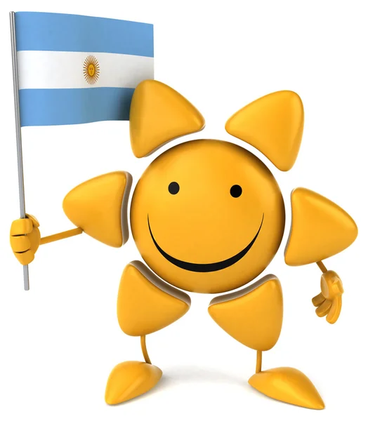 Zabawy uśmiechający się słońce z flagą — Zdjęcie stockowe