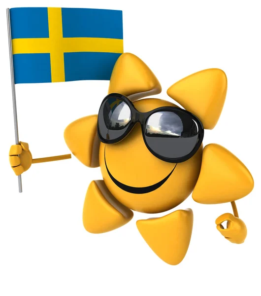Fun smiling sun on sunglasses with flag — Stock Photo, Image