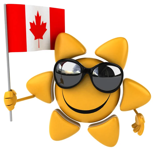 Fun smiling sun on sunglasses with flag — Stock Photo, Image