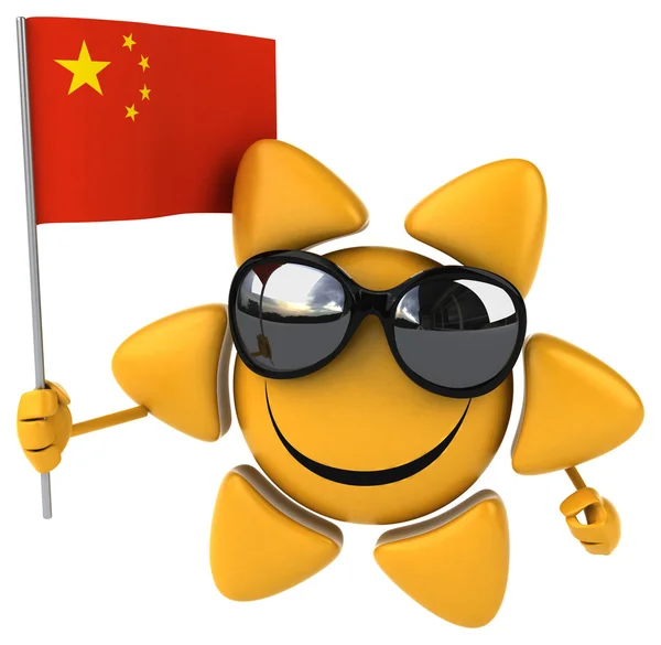 Fun smiling sun on sunglasses with flag — Stock Photo, Image