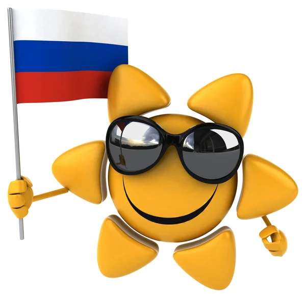 Divertido sol sonriente en gafas de sol con bandera — Foto de Stock