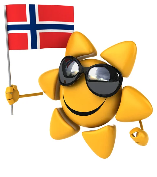 Веселое улыбающееся солнце на солнцезащитных очках с флагом — стоковое фото