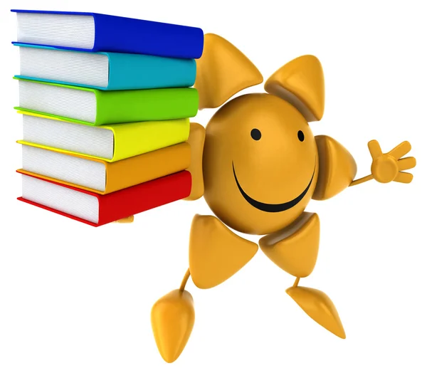 Sole divertente con libri a colori — Foto Stock