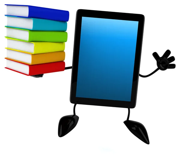 Tableta divertida con libros de color — Foto de Stock