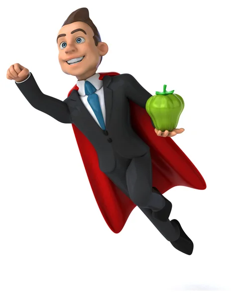 Divertido homem de negócios com maçã — Fotografia de Stock