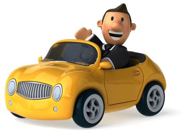 Веселый бизнесмен в машине — стоковое фото
