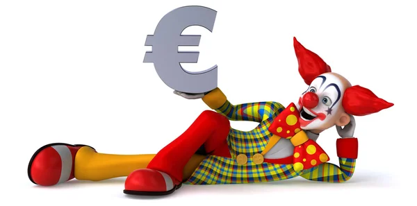 Fun clown in colorful costume with red hair — Stock Photo, Image