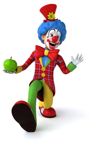Divertente clown in costume colorato con capelli blu — Foto Stock