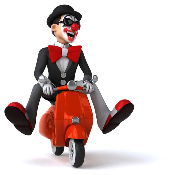 Leuk clown op scooter — Stockfoto