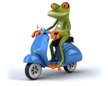 Scooter üzerinde eğlenceli kurbağa