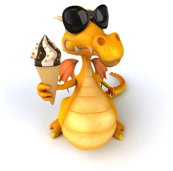 Fun dragon with ice cream — Stock Photo, Image