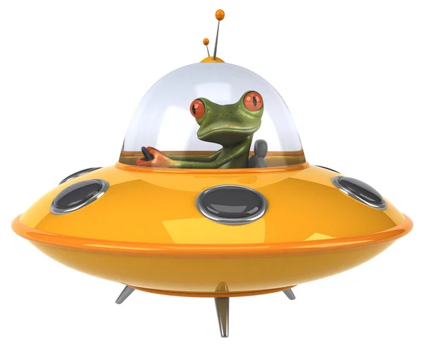 Весела жаба в ufo — стокове фото