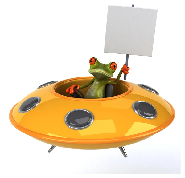 Fun frog in ufo — Stock Photo, Image