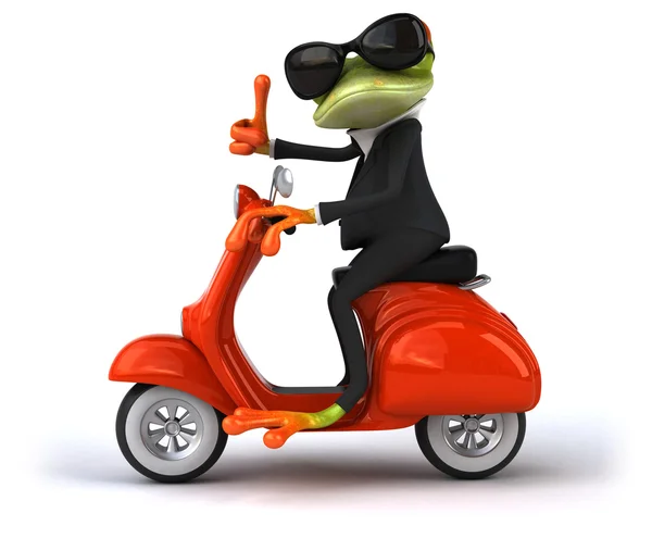 Leuk kikker op scooter — Stockfoto