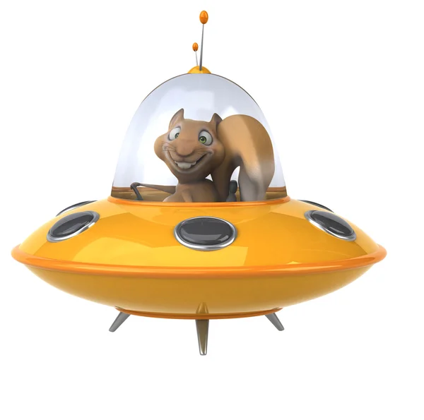 Fun squirrel in ufo — Stock Photo, Image