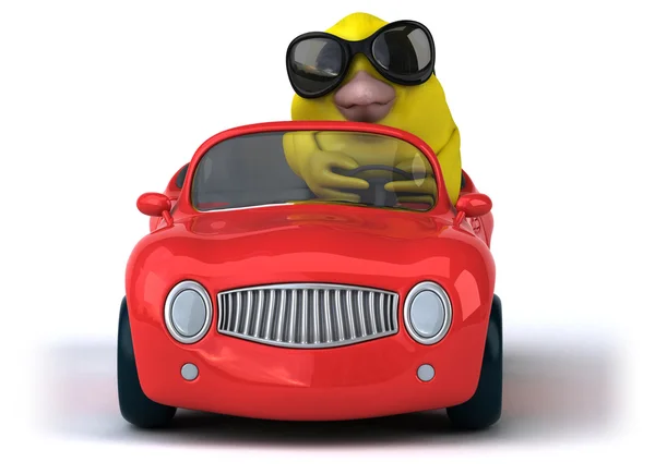 Yellow bird in car — Stock Photo, Image