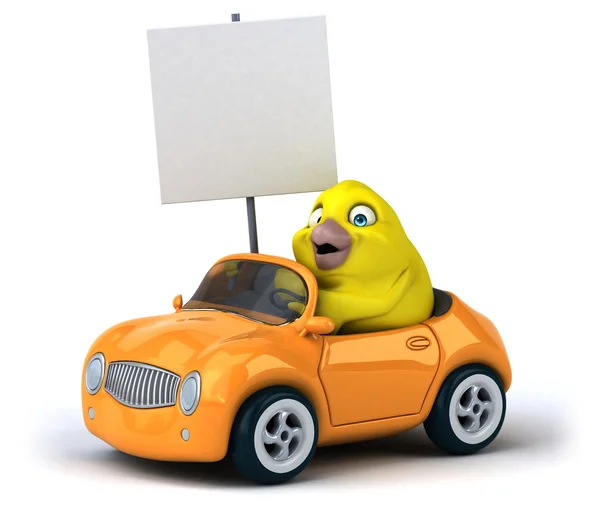 Pájaro amarillo en coche — Foto de Stock