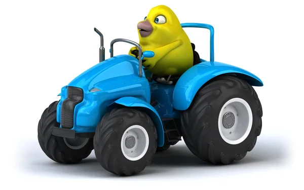 Pássaro amarelo no tractor — Fotografia de Stock