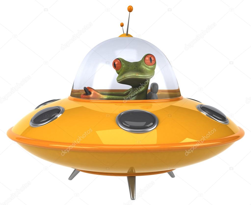 Fun frog in ufo
