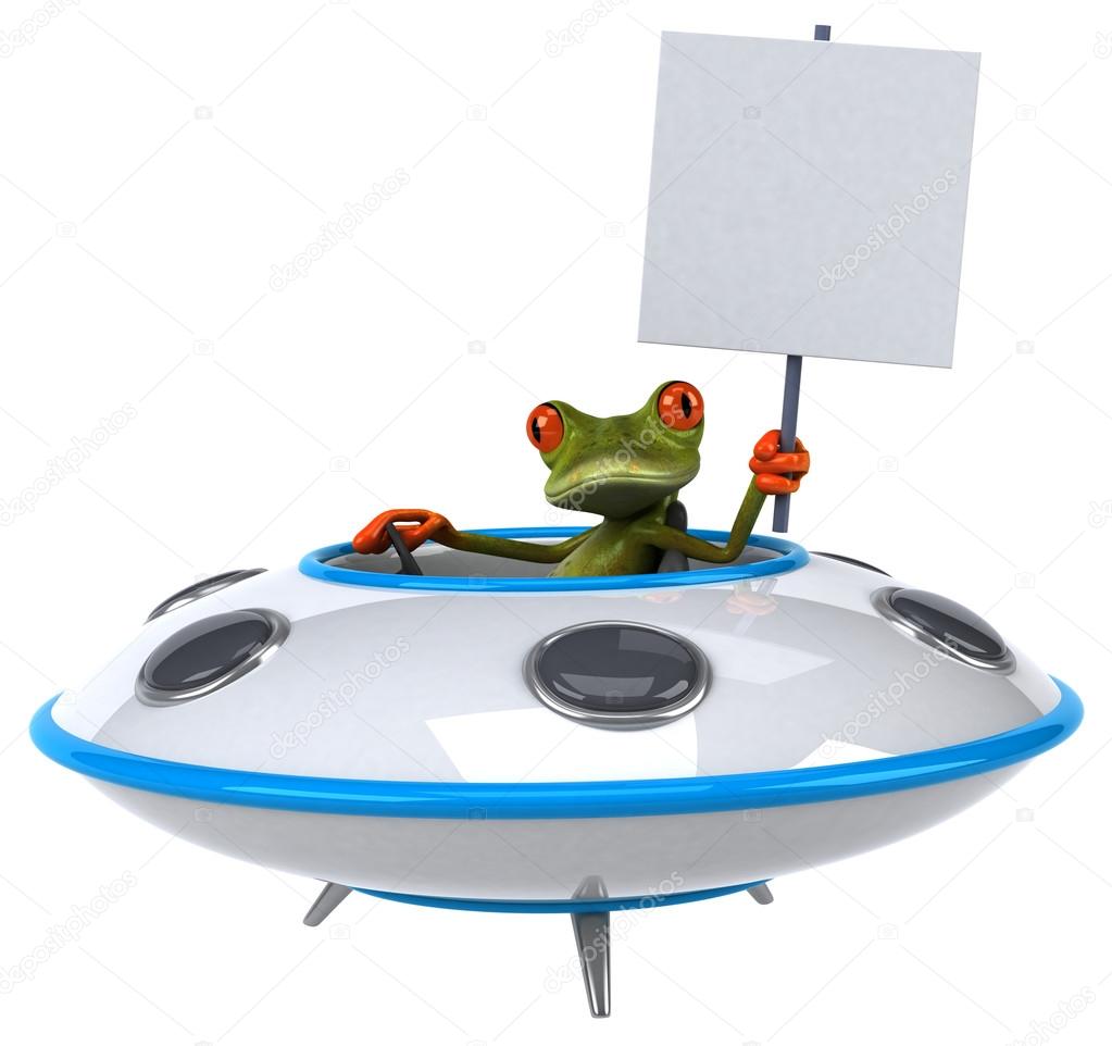 Fun frog in ufo