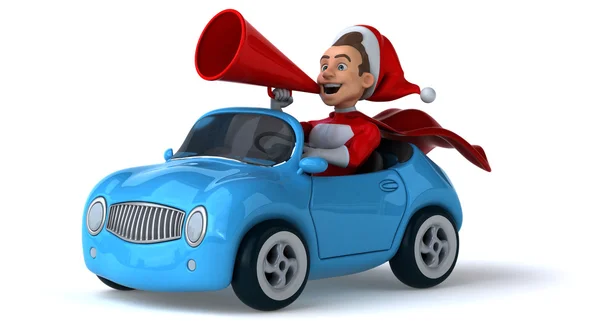 Divertido Santa Claus coche de conducción — Foto de Stock