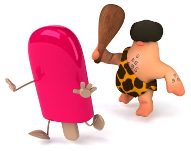 Dondurma için çalıştırmak eğlenceli mağara adamı