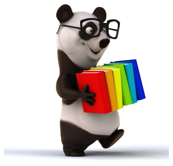 Fun panda with books — Stock Photo, Image