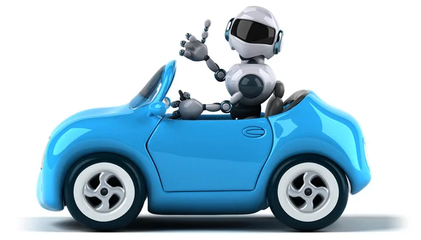 Robô e carro em backgroung branco — Fotografia de Stock