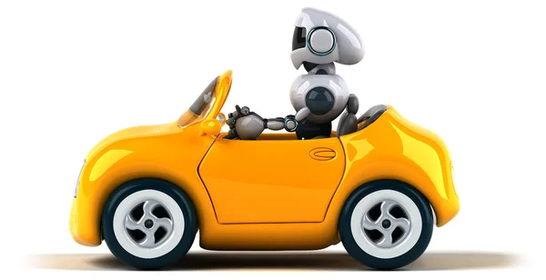 Robot en auto op witte backgroung — Stockfoto