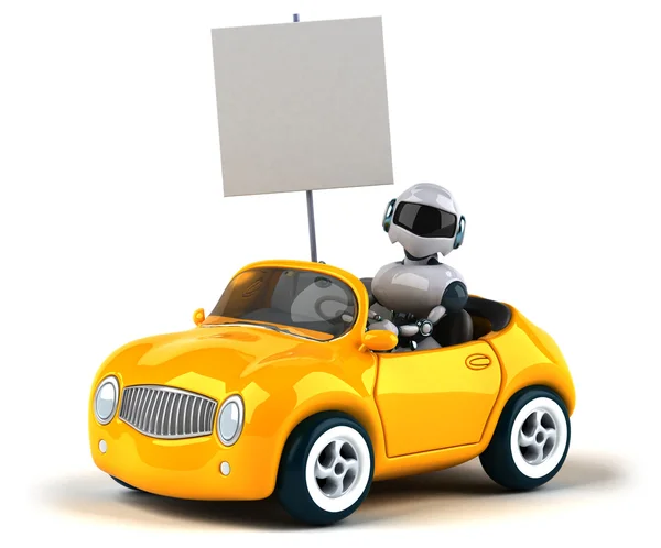 Robot en auto op witte backgroung — Stockfoto