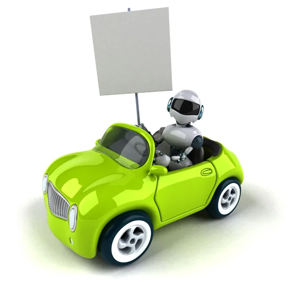 Robot e auto su sfondo bianco — Foto Stock