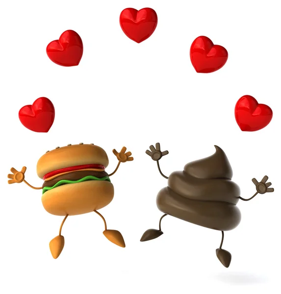 Cartoon Hamburger and poop — Stock Photo, Image
