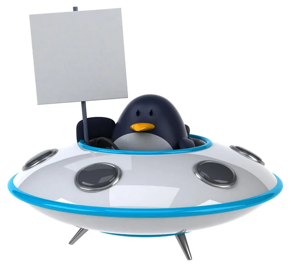 Rolig pingvin i rymdskepp — Stockfoto