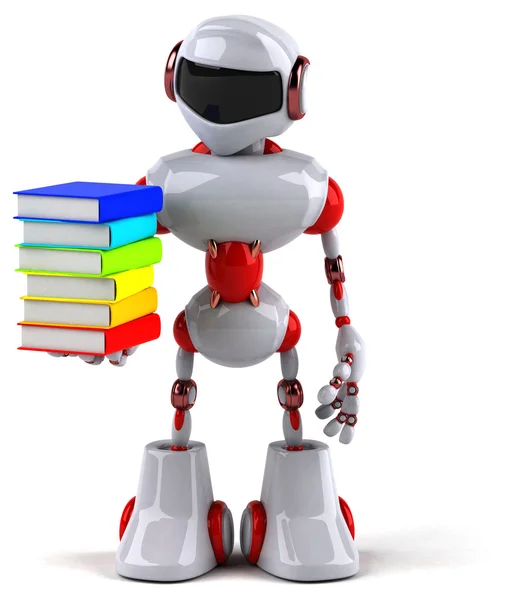 Roboter mit bunten Büchern — Stockfoto