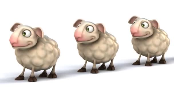 Diversión oveja de dibujos animados — Vídeos de Stock