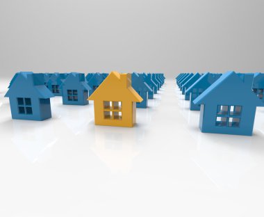 different House among the same houses clipart