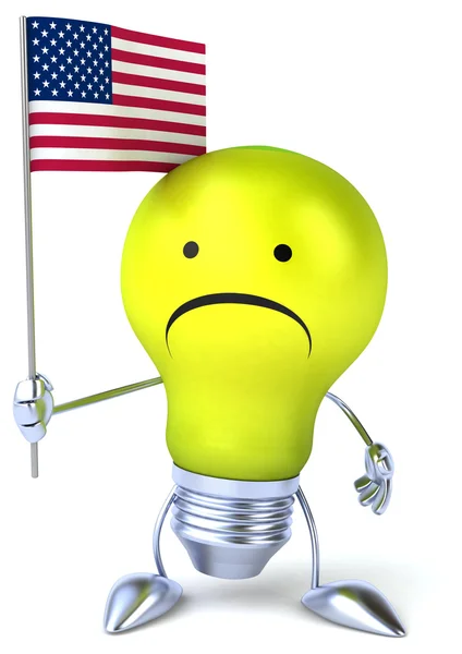 Sad light bulb with american flag — Stock Photo, Image