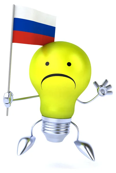 Печальная лампочка с флагом России — стоковое фото