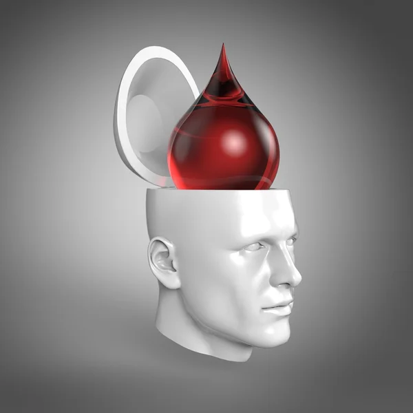 Человеческая голова с каплей крови — стоковое фото