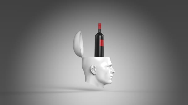 Wine  coming out from  head — Stock Video
