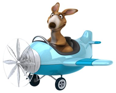 Mavi uçak komik kanguru