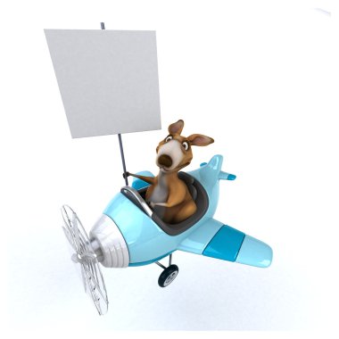 Mavi uçak komik kanguru