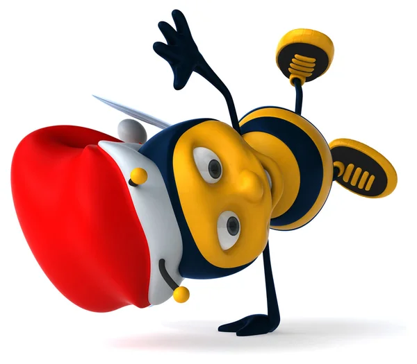 Funny bee in santas hat — Stock Photo, Image