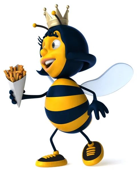 Funny bee with french fries — Stock Photo, Image