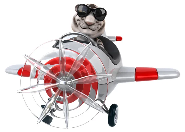 Funny tiger in airplane — Stock Photo, Image