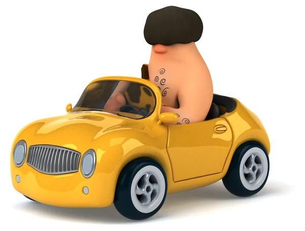 Fun caveman in car — Stock Image Fun caveman in car Stock Picture