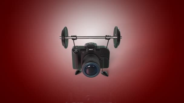 Fotocamera divertente con pesi — Video Stock